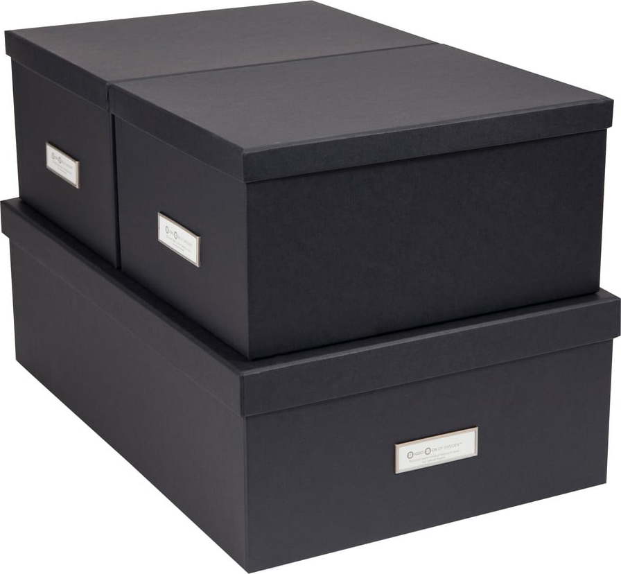 Sada 3 tmavě šedých úložných krabic Bigso Box of Sweden Inge Bigso Box of Sweden