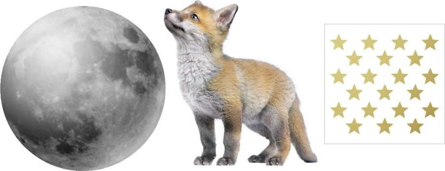 Set nástěnných samolepek Dekornik Little Fox And His Friend The Moon Dekornik