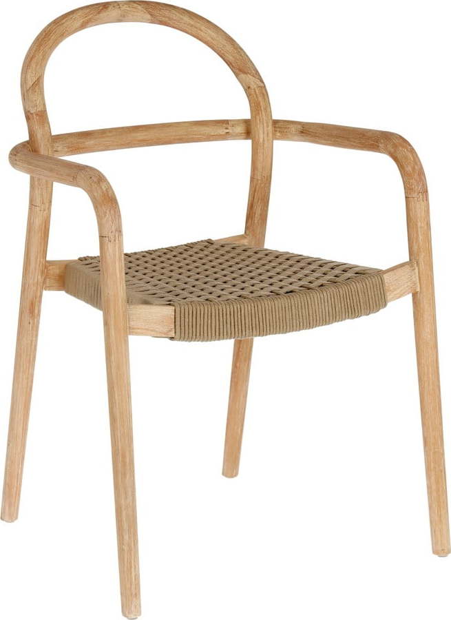 Zahradní židle z eukalyptového dřeva s béžovým výpletem La Forma Sheryl Kave Home