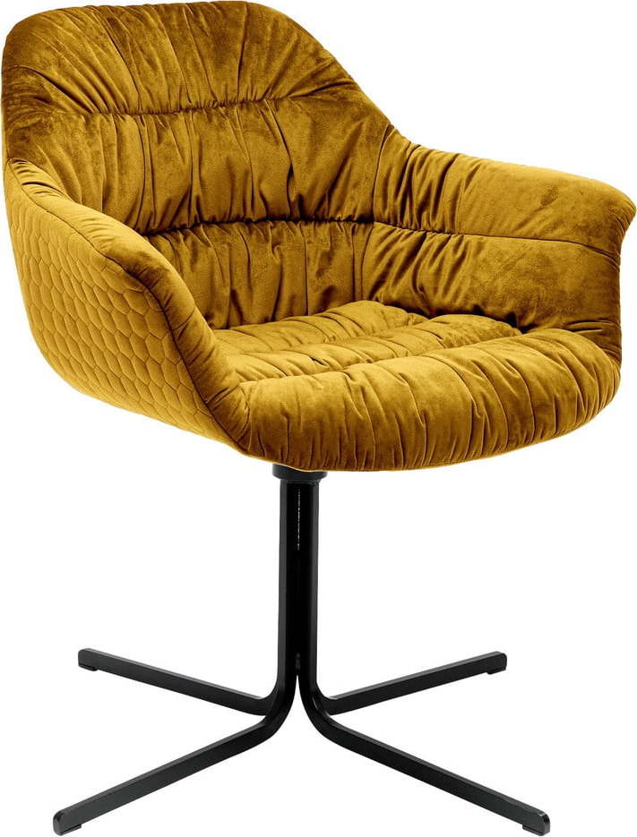 Žlutá židle se sametovým čalouněním Kare Design Swivel Kare Design