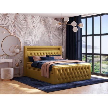 Čalouněná postel CESAR 160x200 cm Žlutá KOLA