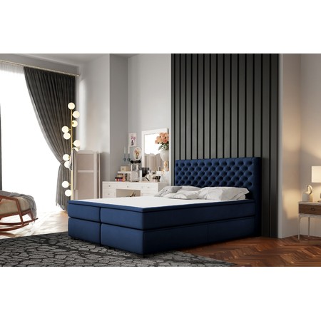Čalouněná postel Chester 140x200 cm Tmavě modrá KOLA