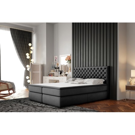 Čalouněná postel Chester 200x200 cm Tmavě šedá KOLA