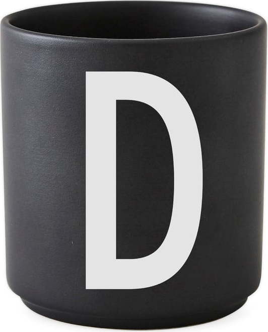 Černý porcelánový hrnek Design Letters Alphabet D