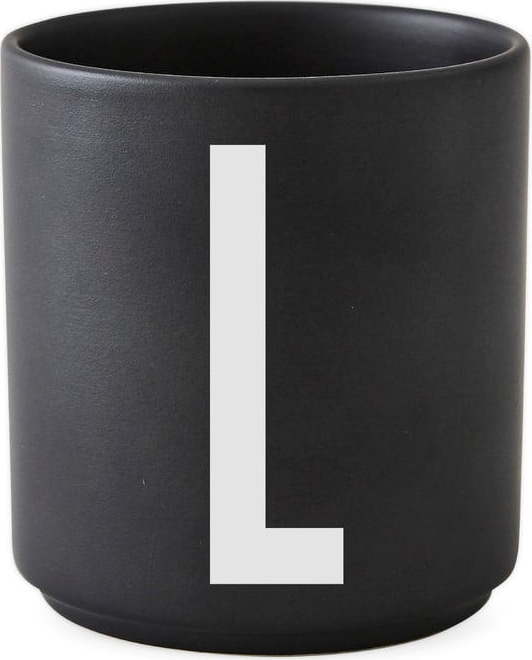 Černý porcelánový hrnek Design Letters Alphabet L