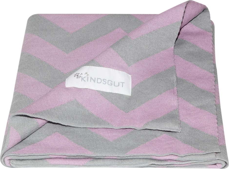 Růžovo-šedá bavlněná dětská deka Kindsgut Zigzag