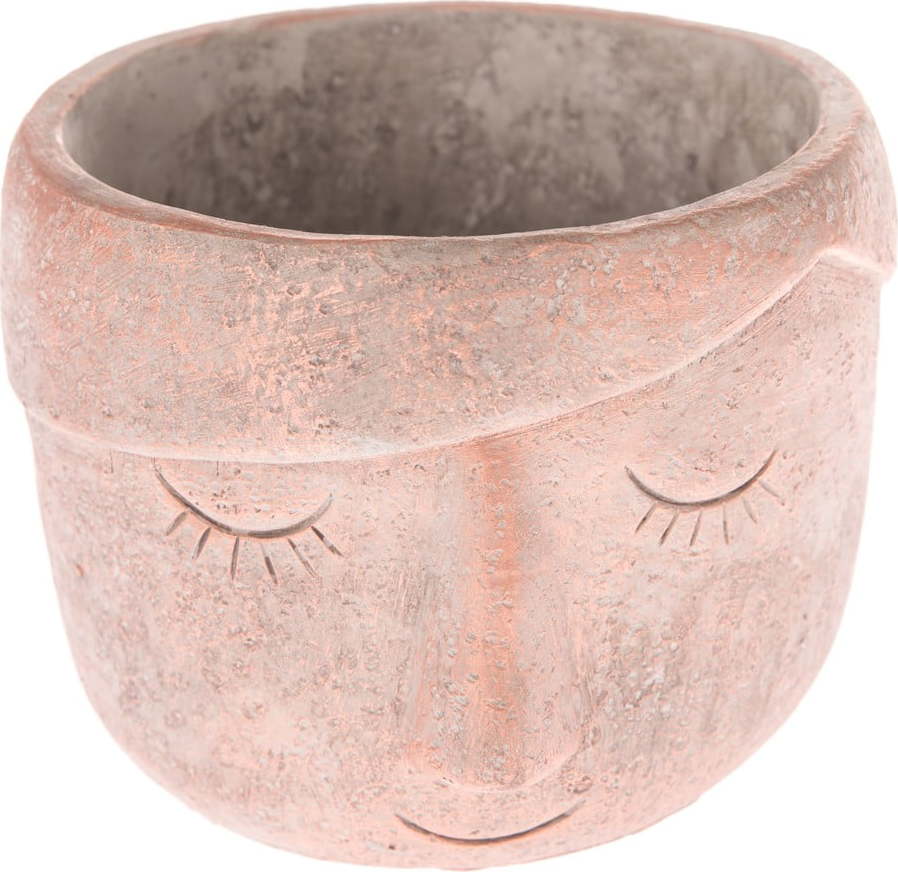 Růžový betonový květináč Dakls Smiley