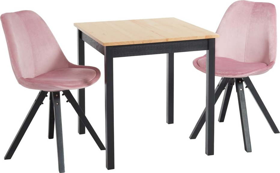 Růžový jídelní set loomi.design se stolem Sydney a židlemi Dima loomi.design