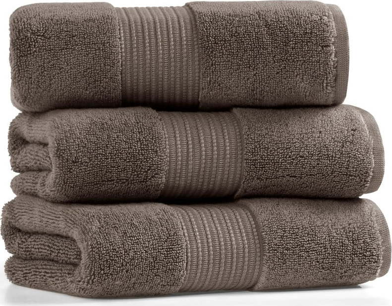 Sada 3 tmavě hnědých bavlněných ručníků L'appartement Chicago