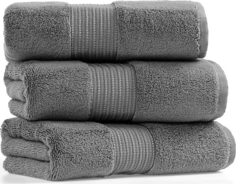 Sada 3 tmavě šedých bavlněných ručníků L'appartement Chicago