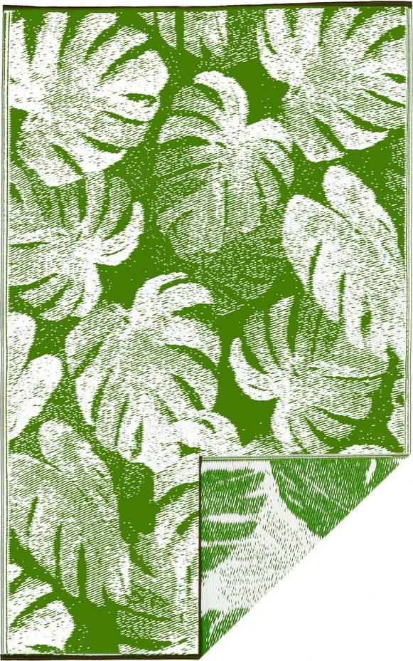 Zelený oboustranný venkovní koberec z recyklovaného plastu Fab Hab Panama Green