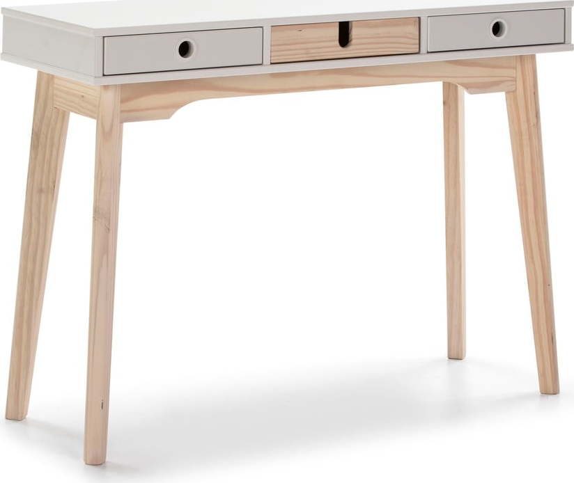 Bílý konzolový stolek s nohami z borovicového dřeva Marckeric Kiara Marckeric