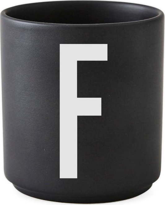 Černý porcelánový hrnek Design Letters Alphabet F