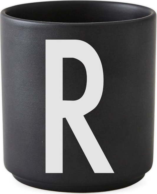 Černý porcelánový hrnek Design Letters Alphabet R