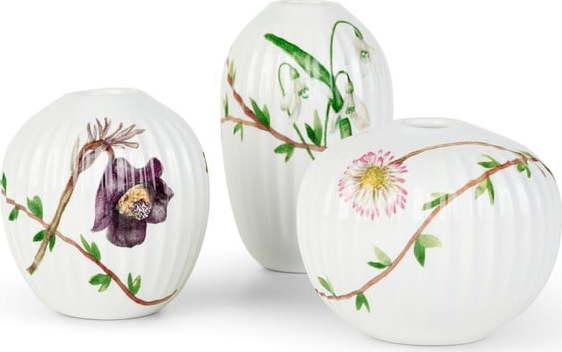 Sada 3 miniaturních porcelánových váz Kähler Design Hammershøi Spring Kähler Design