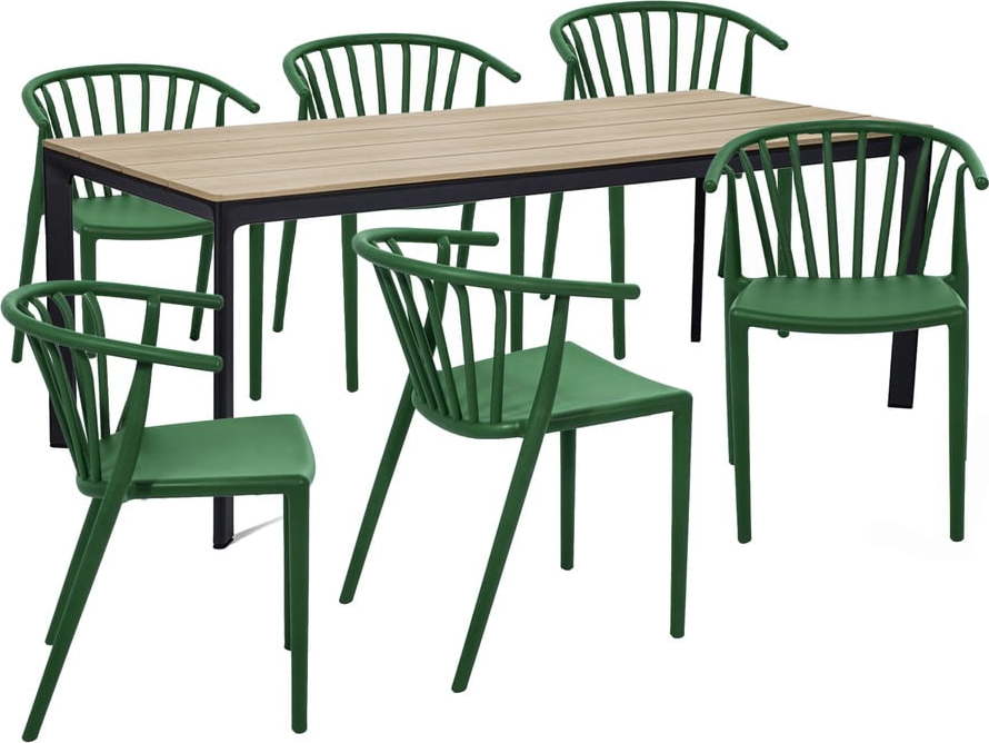 Zahradní jídelní set pro 6 osob s zelenou židlí Capri a stolem Thor