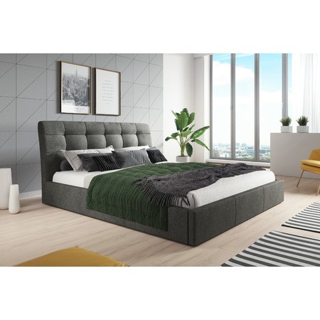 Čalouněná postel ALDO rozměr 140x200 cm Tmavě šedá TT-FURNITURE