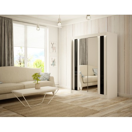 Kvalitní Šatní Skříň Como 250 cm Černá Bílý mat Furniture