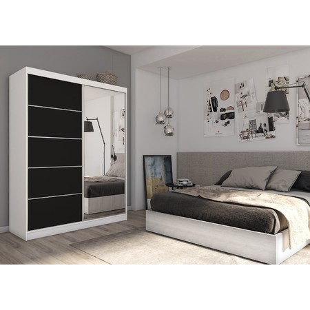 Kvalitní Šatní Skříň Makira 180 cm Bílá/černá Furniture