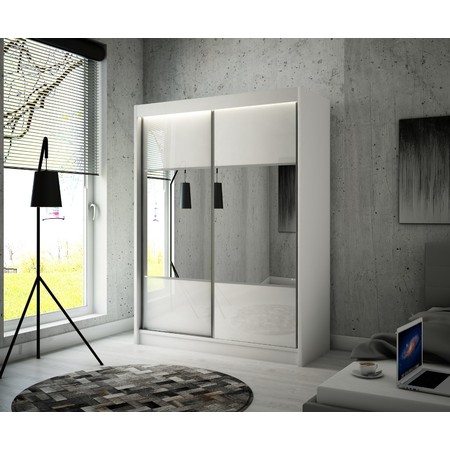 Kvalitní Šatní Skříň Rico 250 cm Bílá Wenge Furniture