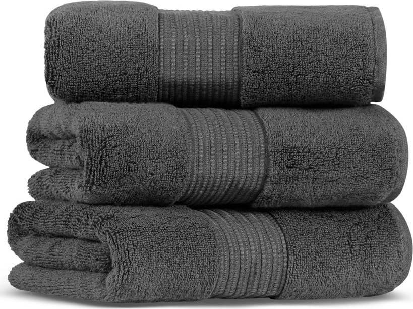 Sada 3 antracitově šedých bavlněných ručníků L'appartement Chicago