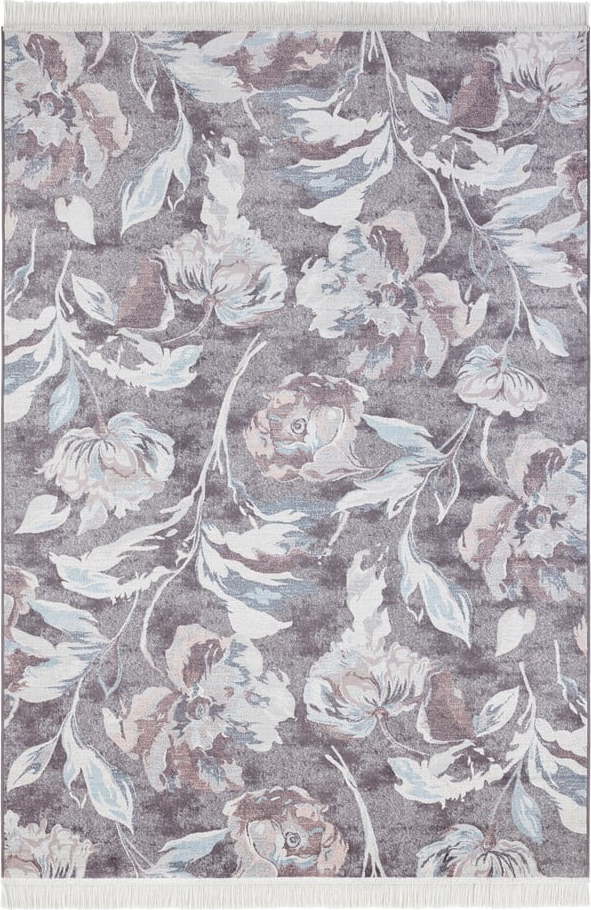 Šedý koberec s příměsí bavlny Nouristan Contemporary Flowers