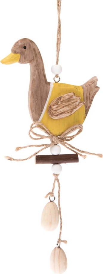 Žlutá dřevěná velikonoční závěsná dekorace Dakls Duckie Dakls