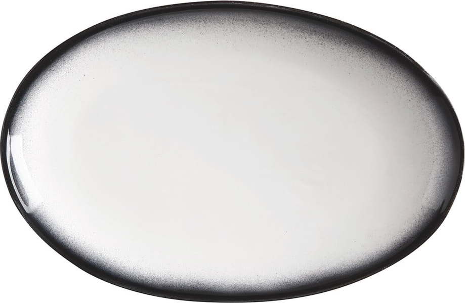 Bílo-černý keramický oválný talíř Maxwell & Williams Caviar