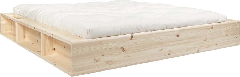 Dvoulůžková postel z masivního dřeva s úložným prostorem a futonem Comfort Karup Design