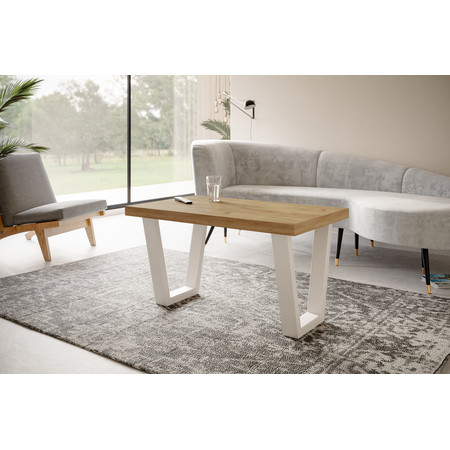 Konferenční stolek LOFT TRAPEZ 100x60 cm Bílá Dub craft Alpimeble