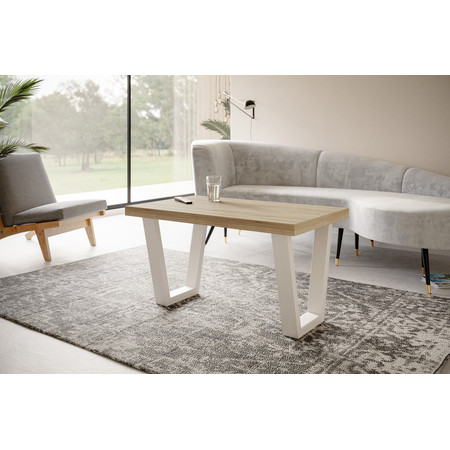Konferenční stolek LOFT TRAPEZ 100x60 cm Bílá Dub sonoma Alpimeble