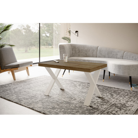 Konferenční stolek LOFT X 100x60 cm Bílá Dub lefkas Alpimeble