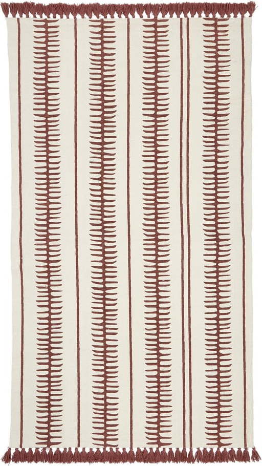 Béžovo-červený ručně tkaný bavlněný koberec Westwing Collection Rita