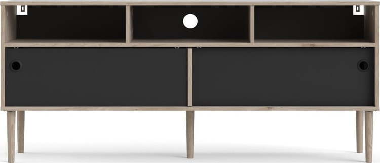 Černý TV stolek s rámem v dubovém dekoru Tvilum Rome Tvilum