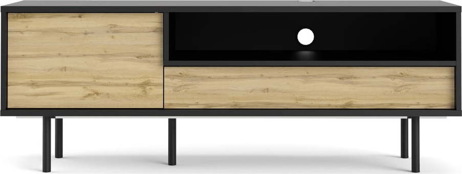 Černý TV stolek v dubovém dekoru Tvilum Match Tvilum