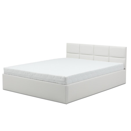 Čalouněná postel MONOS II s matrací rozměr 160x200 cm - Eko-kůže Bílá eko-kůže Bonelová matrace Signal-nabytek