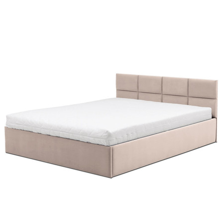 Čalouněná postel MONOS s matrací rozměr 160x200 cm Bílá eko-kůže Bonelová matrace Signal-nabytek