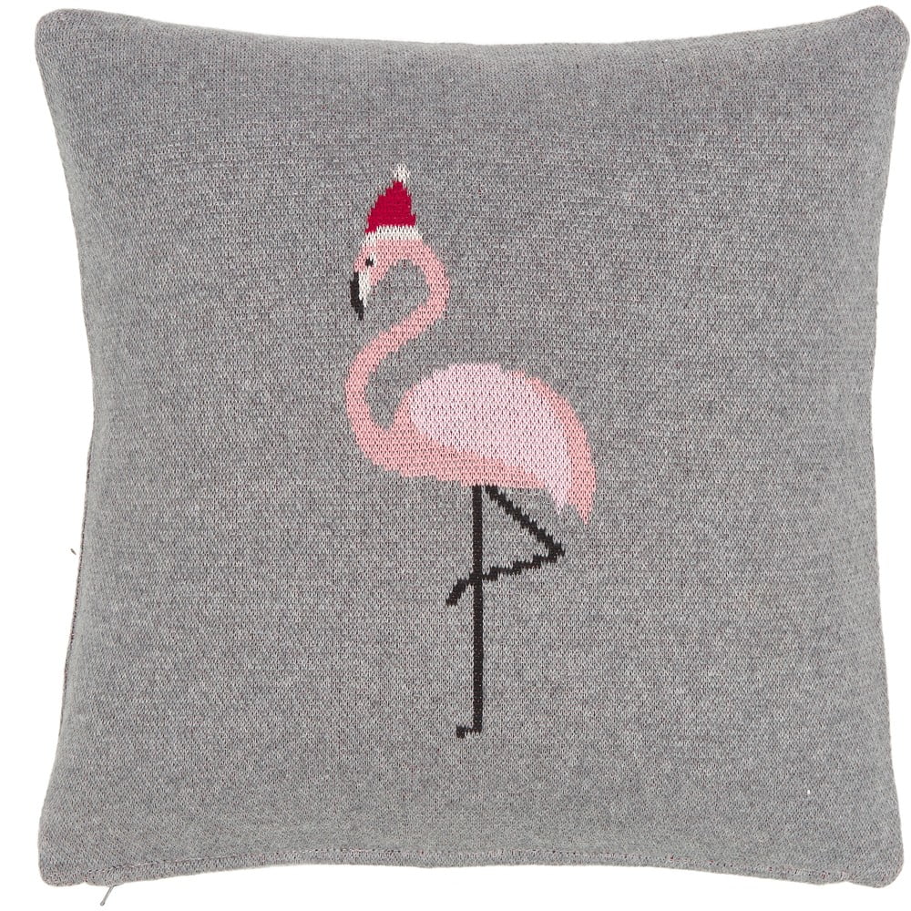 Šedý bavlněný dekorativní povlak na polštář Westwing Collection Flamingo