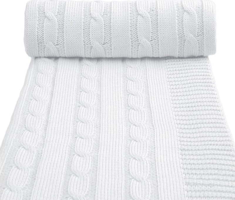 Bílá pletená dětská deka s podílem bavlny T-TOMI Spring