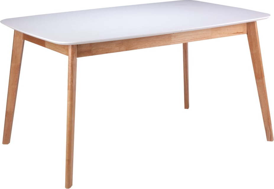 Bílý jídelní stůl s podnožím z kaučukovníkového dřeva sømcasa Enma