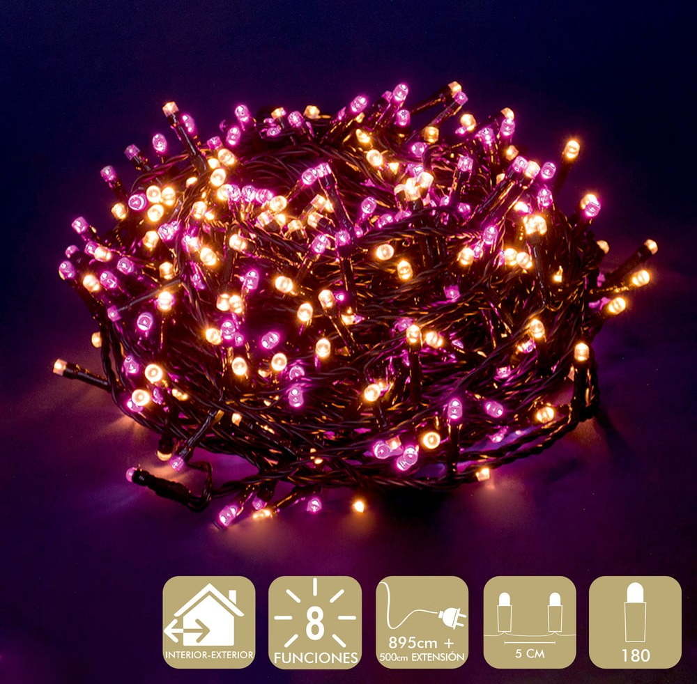 Růžovo-béžový světelný LED řetěz Unimasa