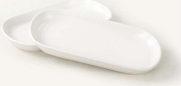 Sada 2 bílých keramických servírovacích talířů My Ceramic