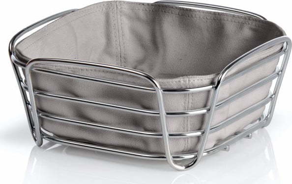 Šedý košík na pečivo s šedou bavlněnou vložkou Blomus Delara