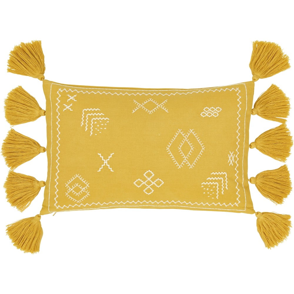 Žlutý bavlněný dekorativní povlak na polštář Westwing Collection Huata