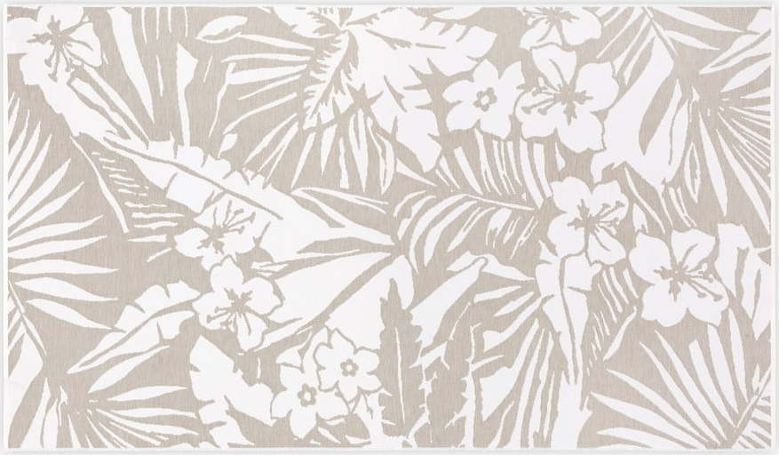 Béžovo-bílá bavlněná koupelnová předložka Foutastic Floral
