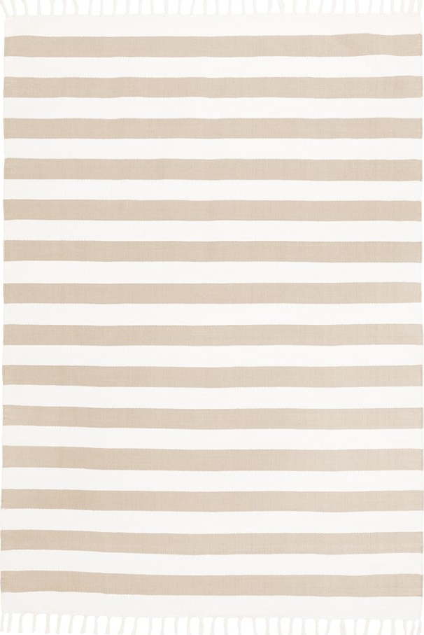 Béžovo-šedý ručně tkaný bavlněný koberec Westwing Collection Blocker