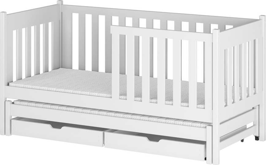 Bílá dětská postel s výsuvným lůžkem s úložným prostorem 80x160 cm Kaja V5 - Lano Meble Lano Meble