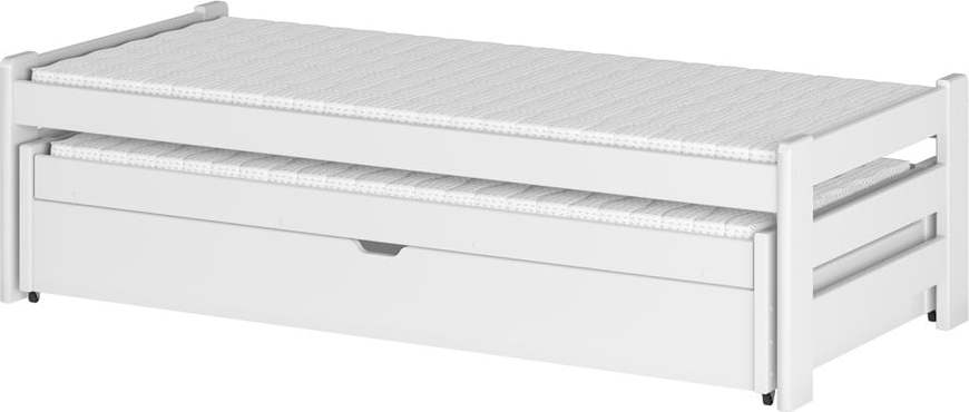 Bílá dětská postel s výsuvným lůžkem s úložným prostorem 80x180 cm Anis - Lano Meble Lano Meble