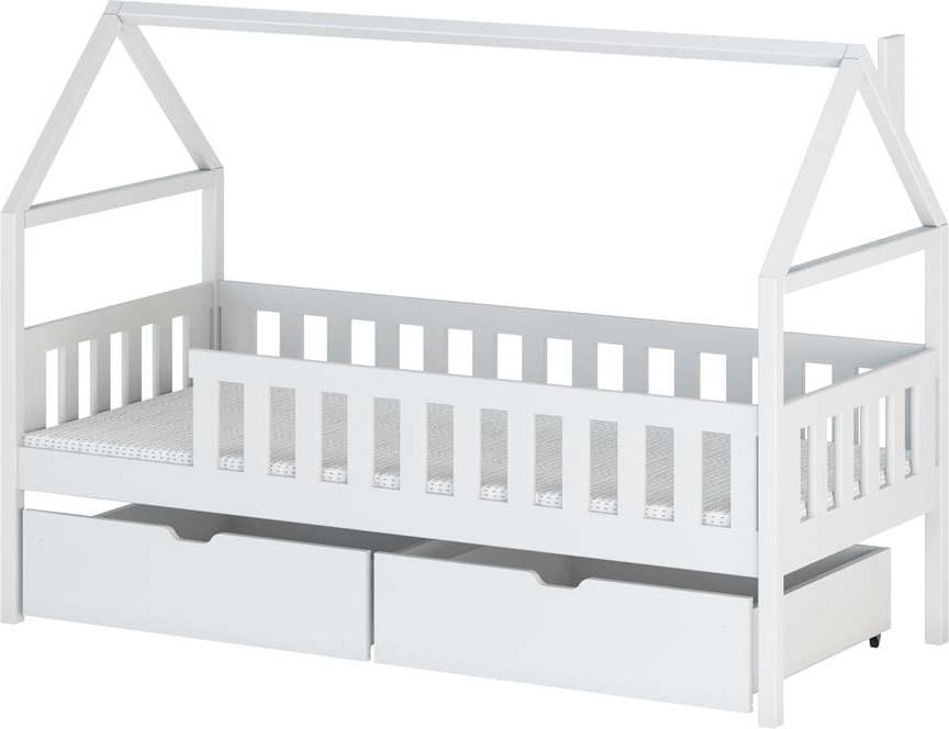 Bílá domečková dětská postel s úložným prostorem 80x180 cm Domi - Lano Meble Lano Meble
