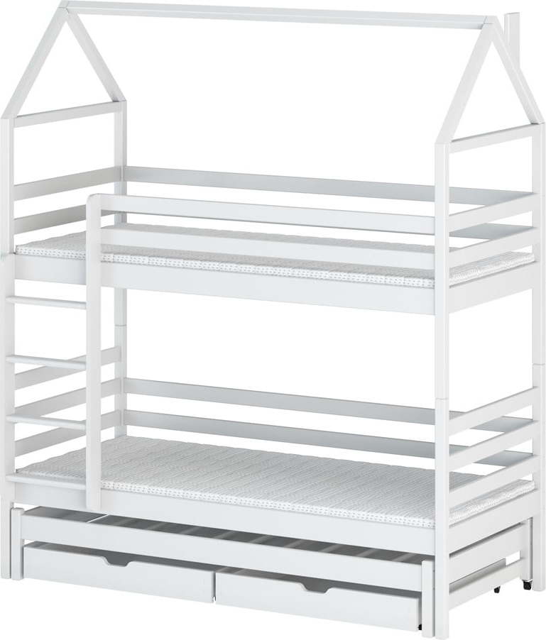 Bílá domečková/patrová dětská postel s úložným prostorem 70x160 cm Dalia - Lano Meble Lano Meble
